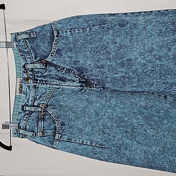 Vintage 80s Unionbay Chic Blue Acid Wash Jeans w/yoke& tapered leg Size 7x 29 - Picture 2 of 13